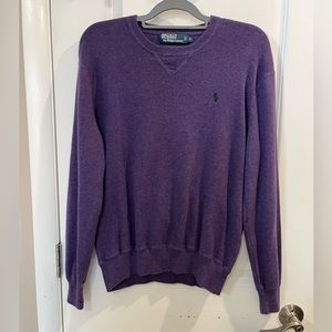 Polo Ralph Lauren Cotton Knit Crewneck Sweater Sz L Purple Sweatshirt Casual